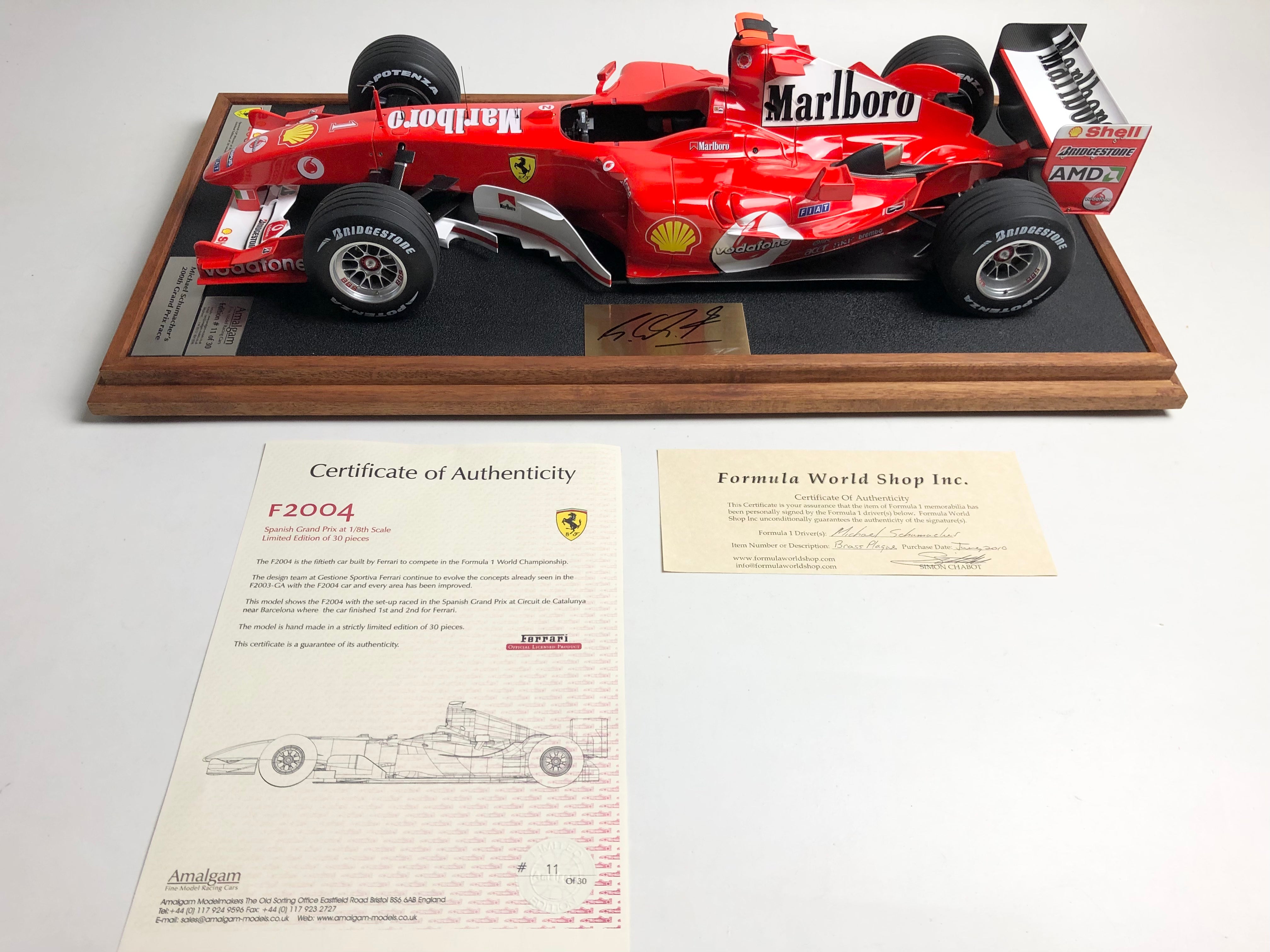 Amalgam 1:8 scale Ferrari F2004 Michael Schumacher #1 200th Win