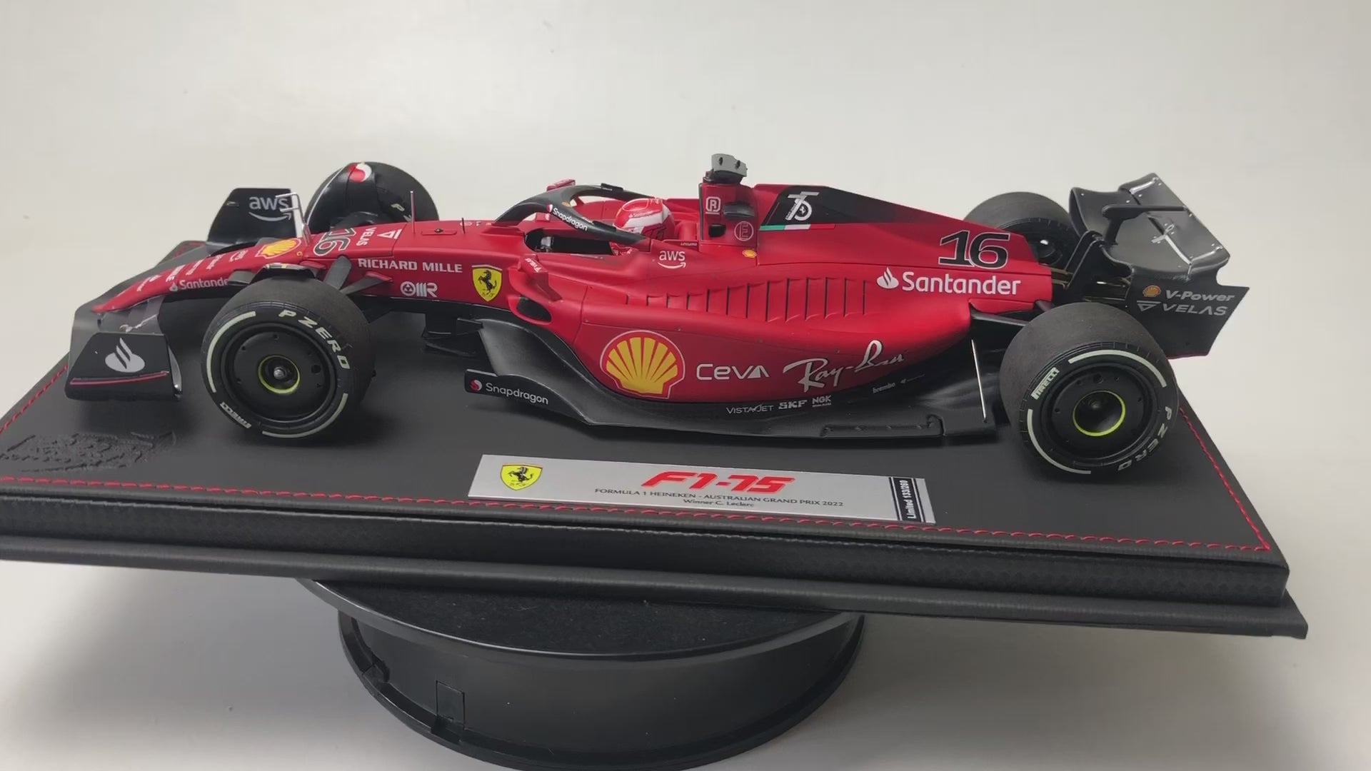 BBR Ferrari F1-75 1:18 scale 2022 Australian Grand Prix #16 Leclerc