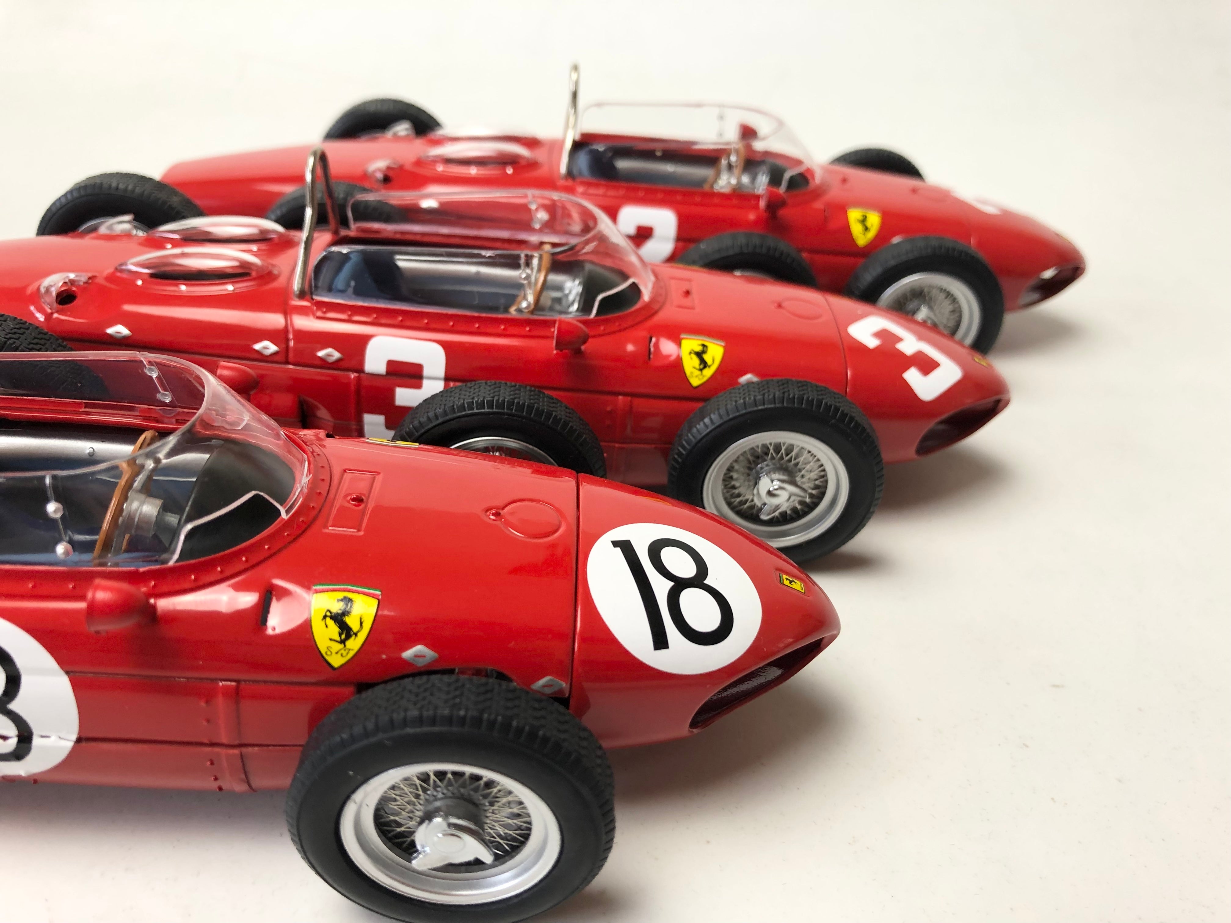 Trio of 1961 Ferrari 156 'Sharknose' 1:18 scale by CMR Models