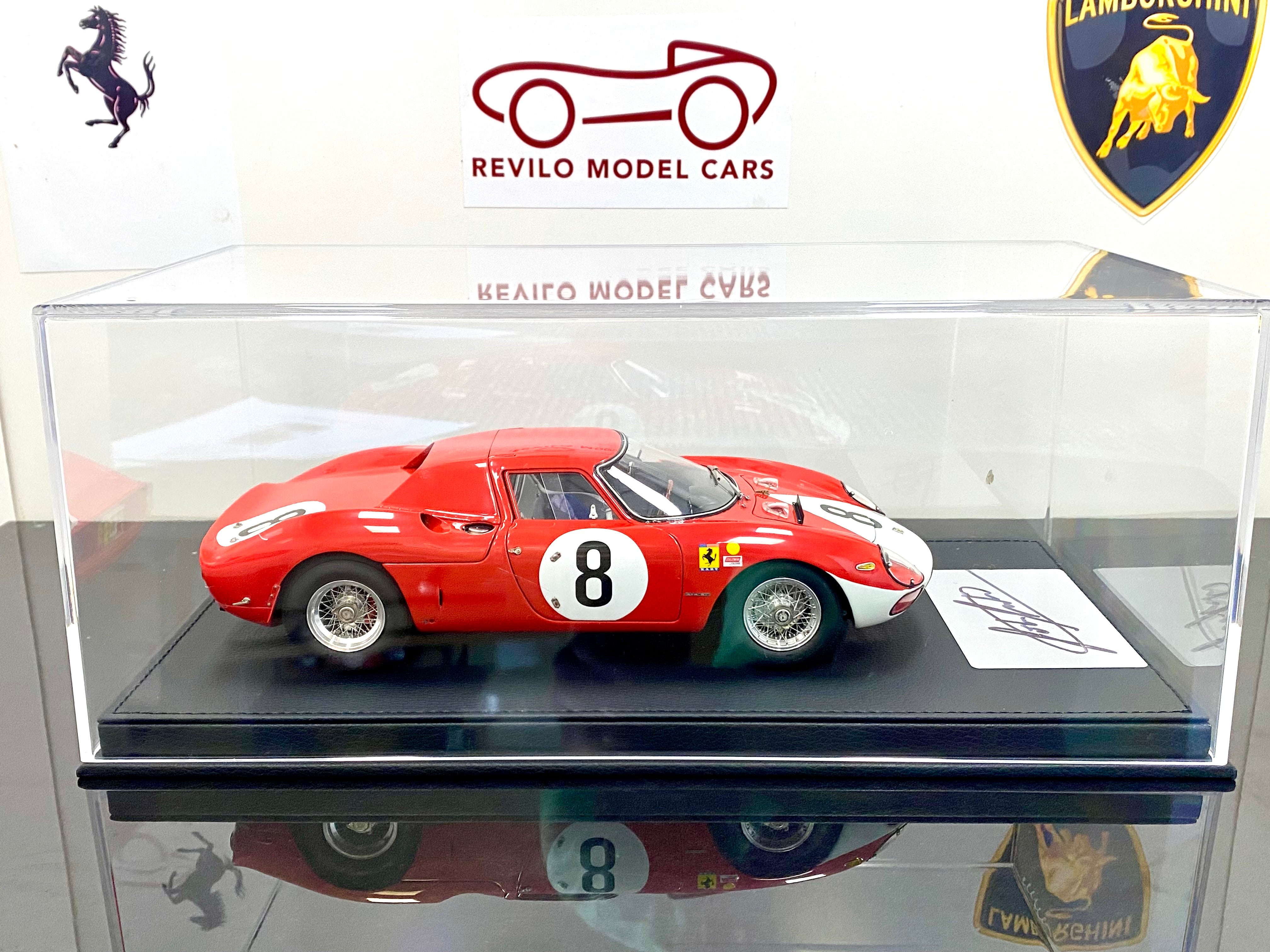CMC 1:18 scale Ferrari 250 LM M262 #8 John Sutrees signed plaque and case