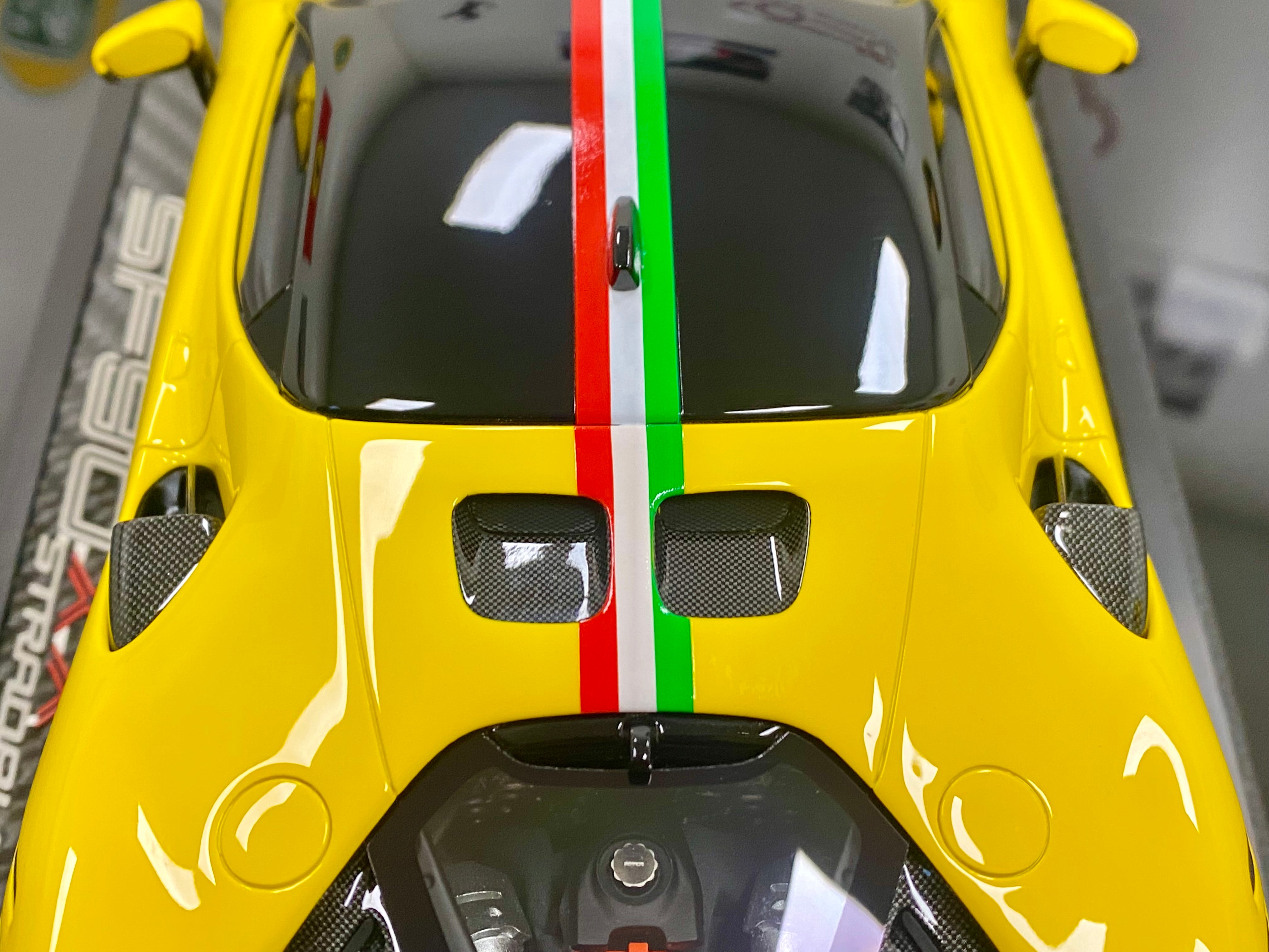 BBR Ferrari SF90 XX 1:18 scale Giallo Modena, Italian stripe
