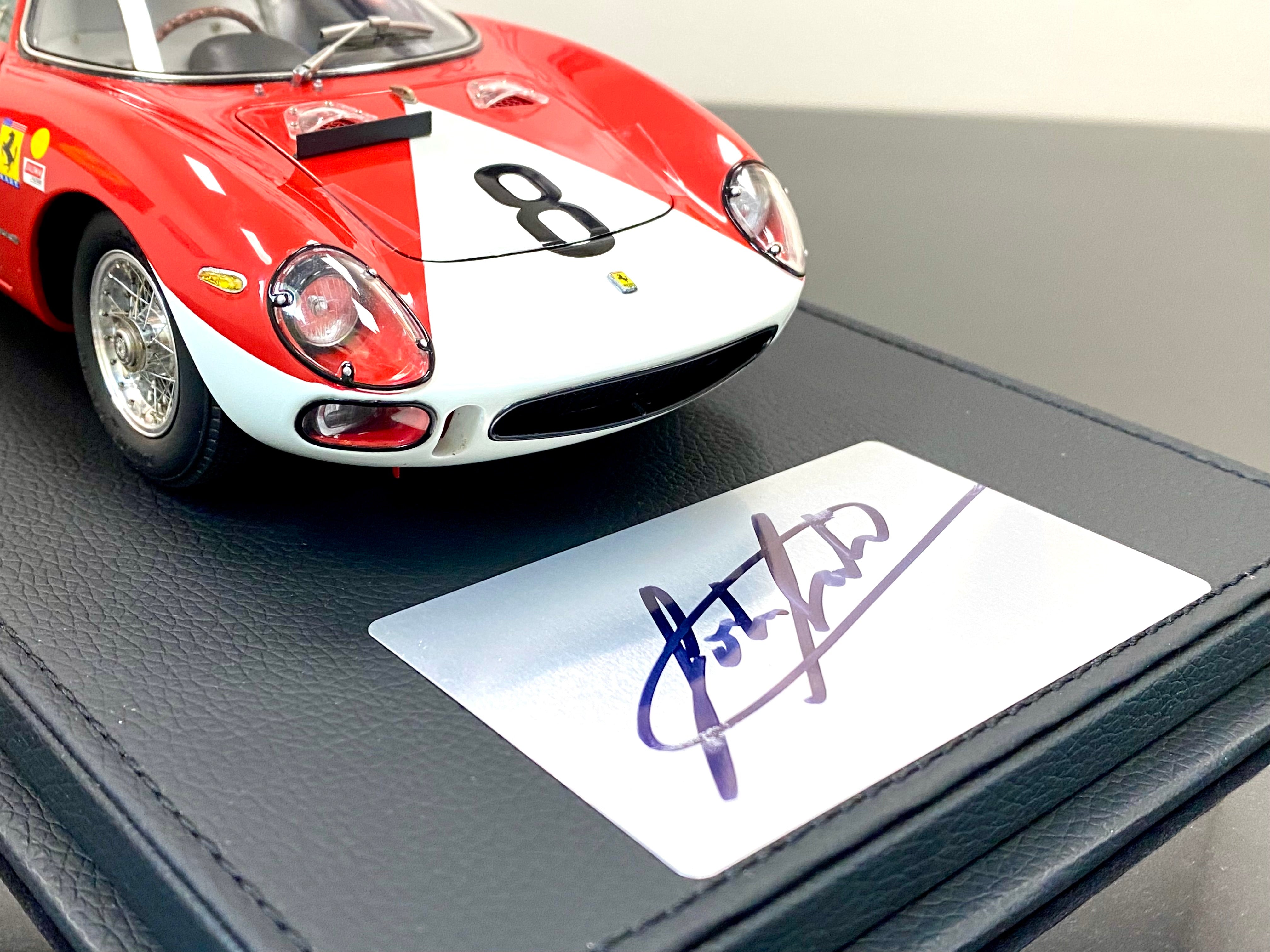 CMC 1:18 scale Ferrari 250 LM M262 #8 John Sutrees signed plaque and case