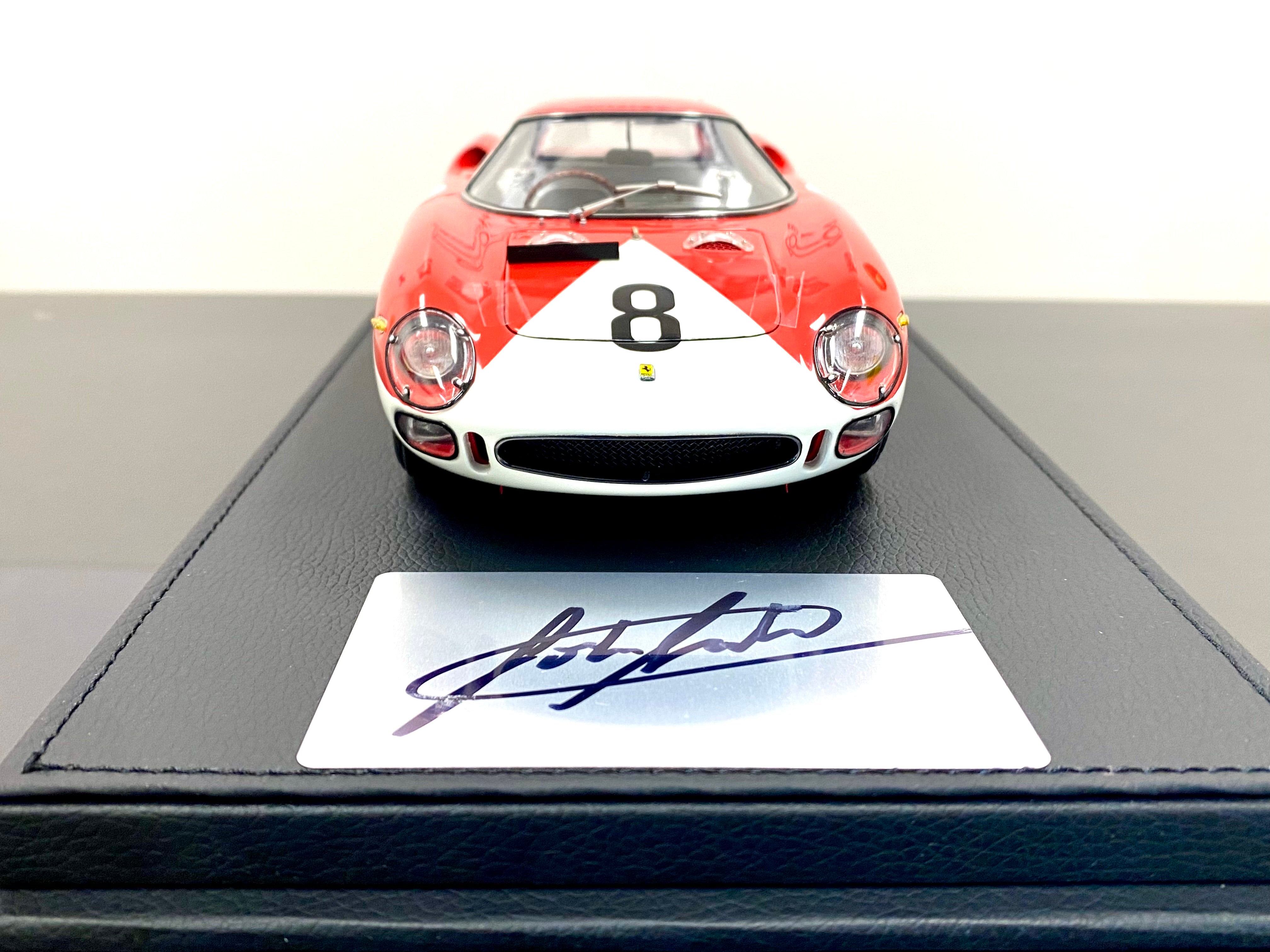 CMC 1:18 scale Ferrari 250 LM M262 #8 John Sutrees signed plaque and case