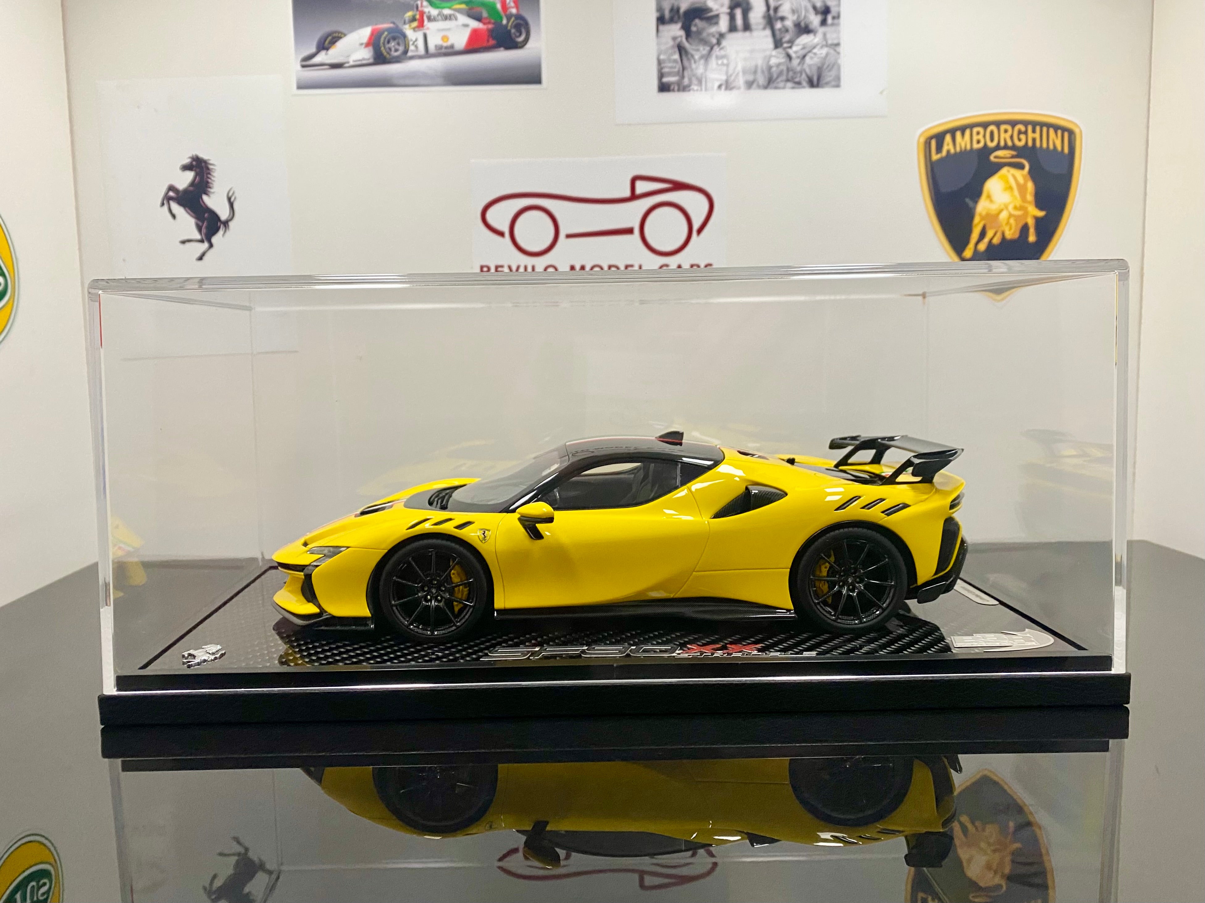 BBR Ferrari SF90 XX 1:18 scale Giallo Modena, Italian stripe