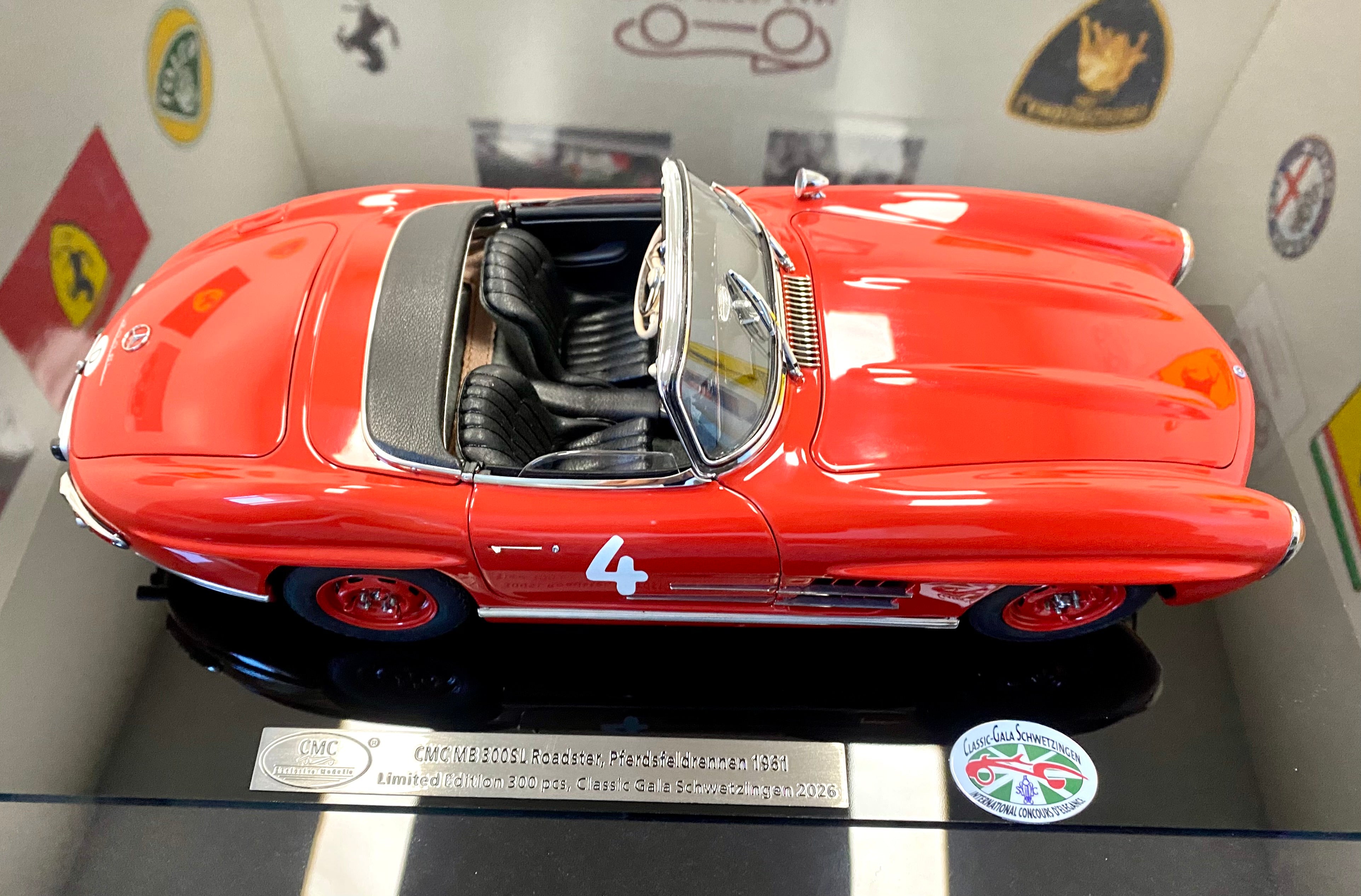CMC 1:18 Mercedes 300SL M296 Red open top race CGS #4
