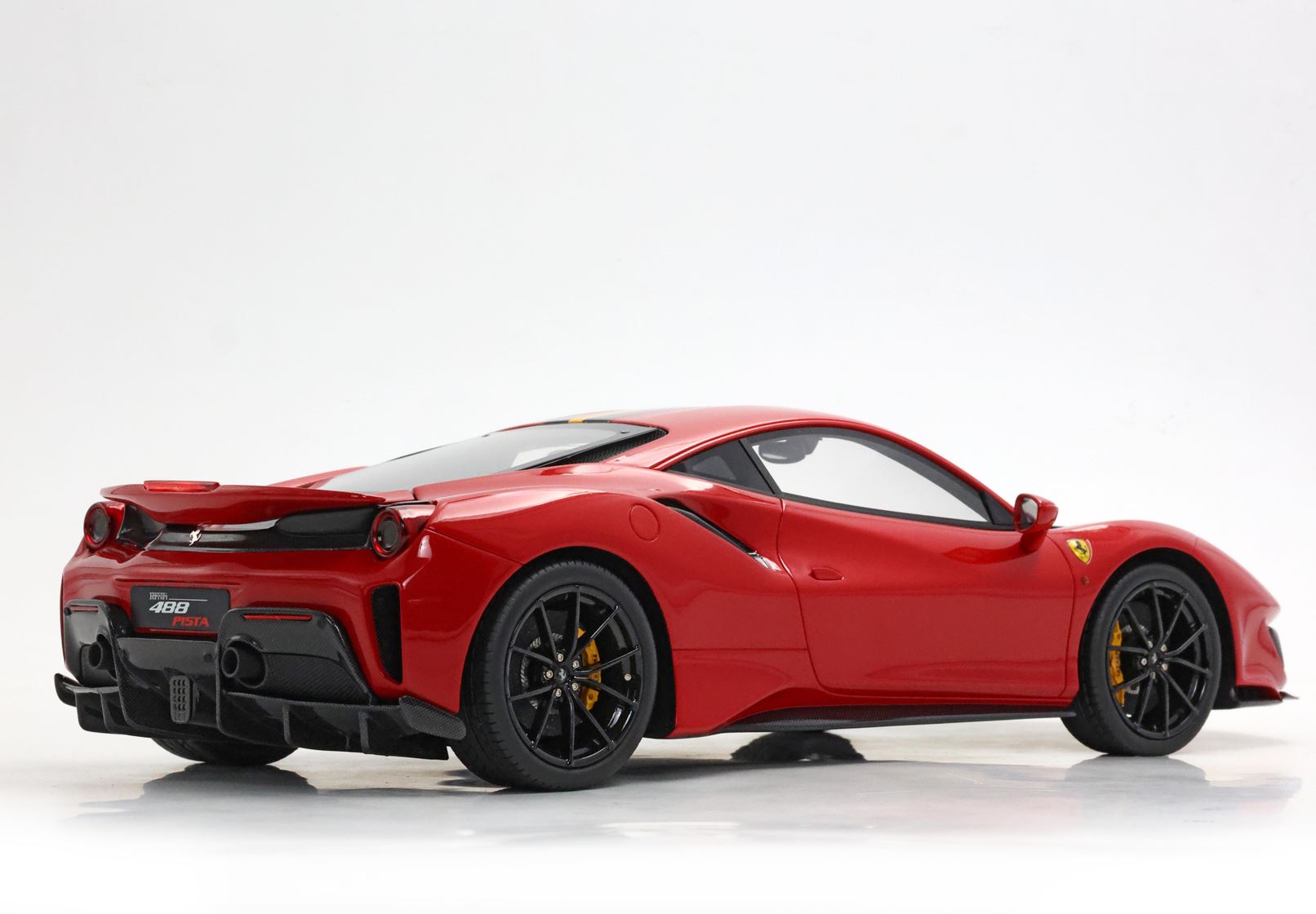BBR Ferrari 488 Pista 1:18 scale Rosso Corsa Black/yellow stripe