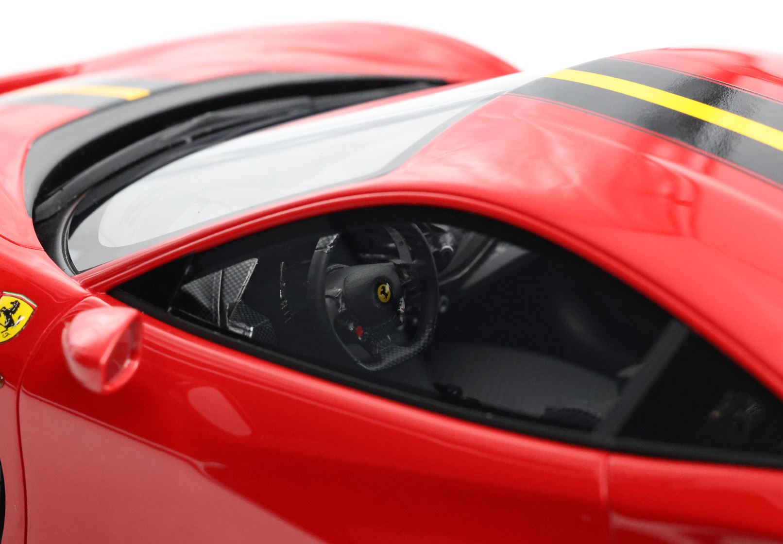 BBR Ferrari 488 Pista 1:18 scale Rosso Corsa Black/yellow stripe