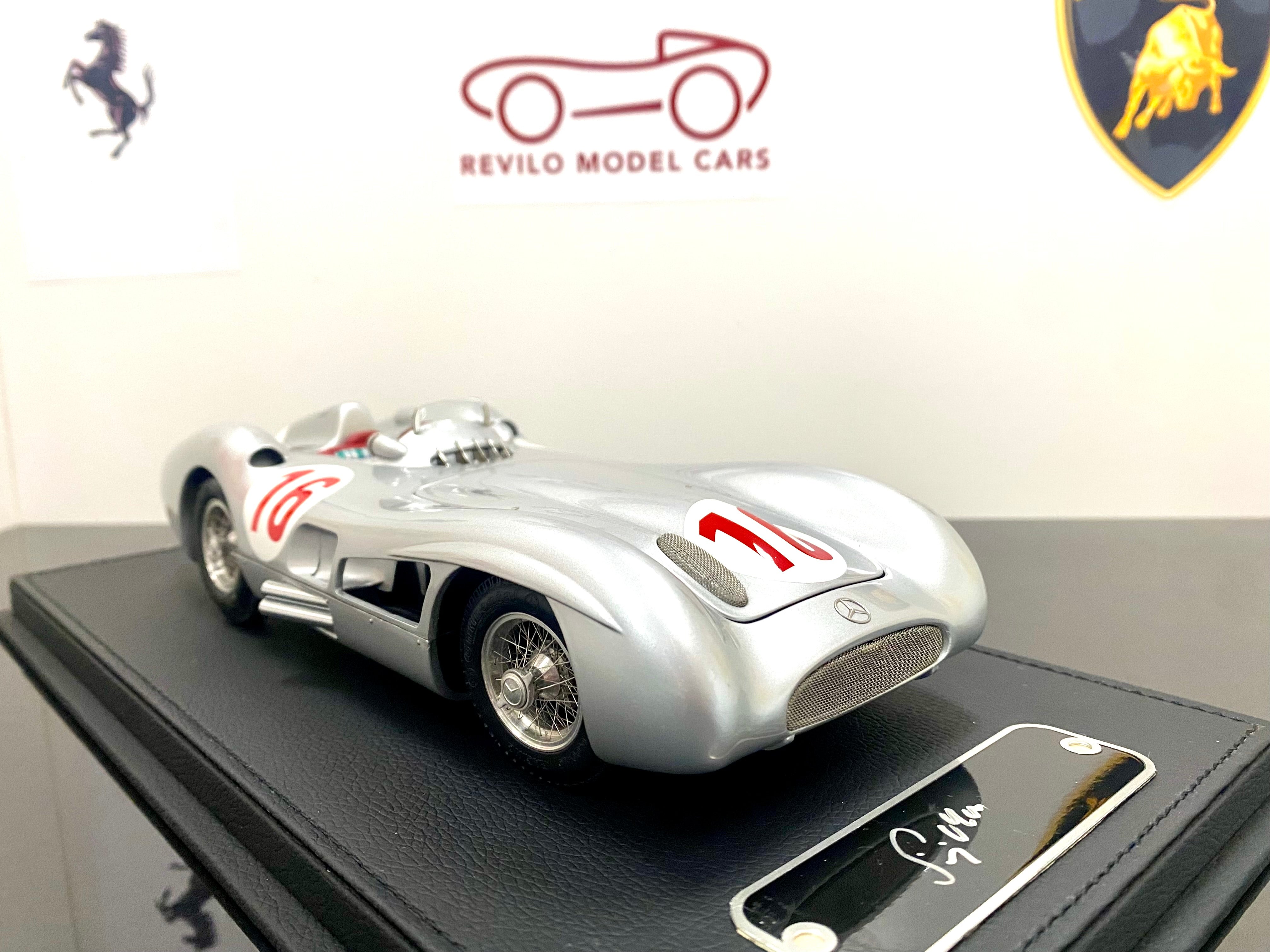 CMC M057 1:18 Mercedes W196 Streamliner #16 Stirling Moss signed plaque and case