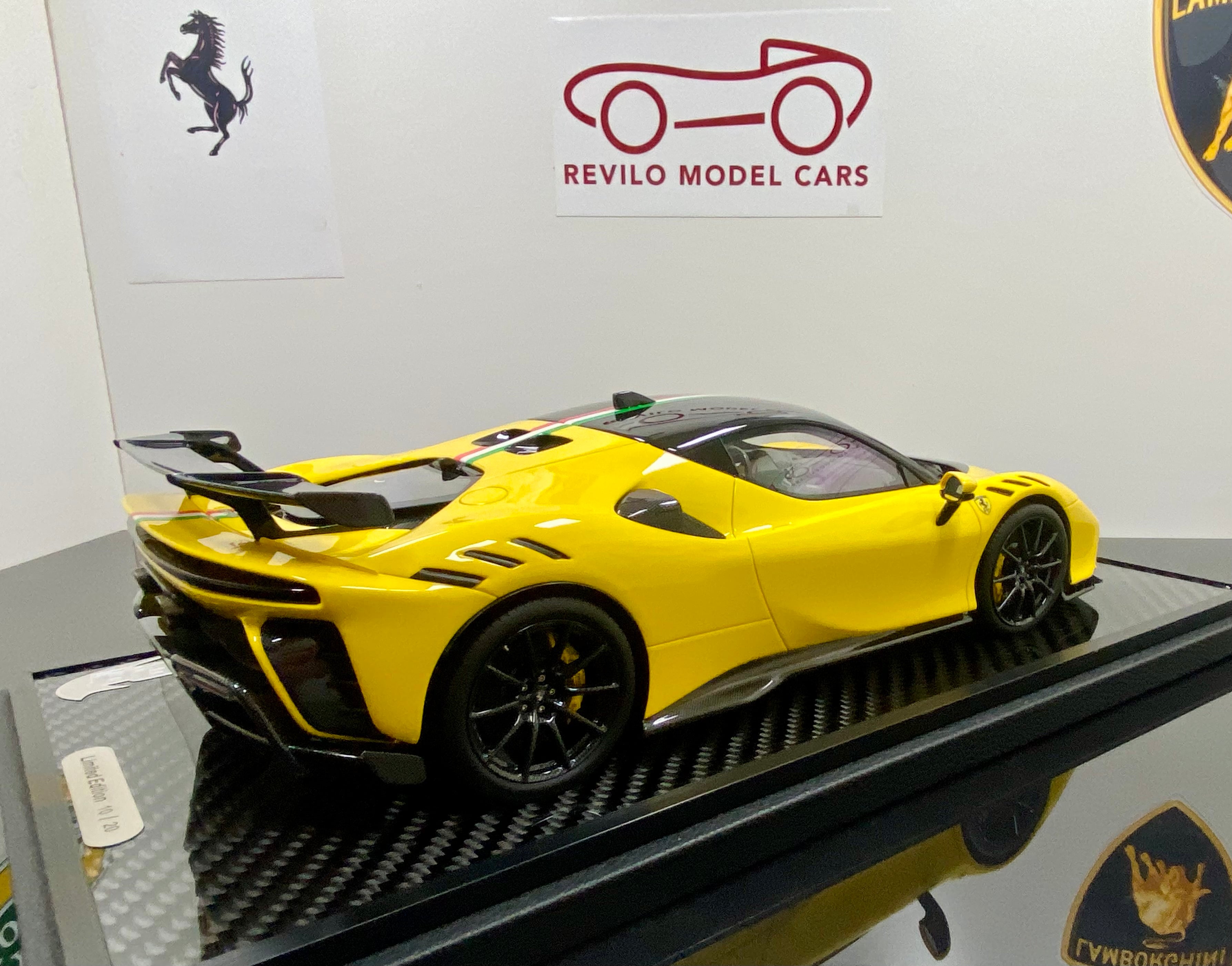 BBR Ferrari SF90 XX 1:18 scale Giallo Modena, Italian stripe