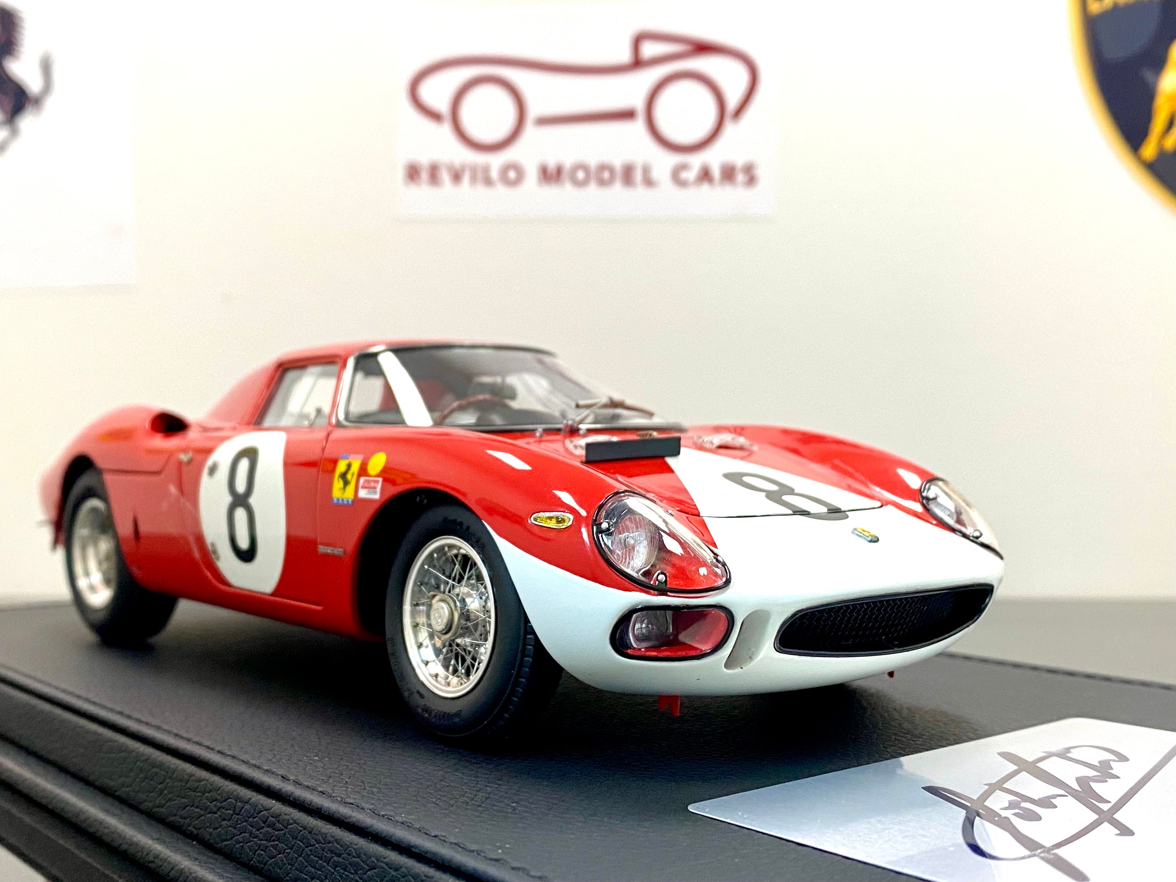 CMC 1:18 scale Ferrari 250 LM M262 #8 John Sutrees signed plaque and case