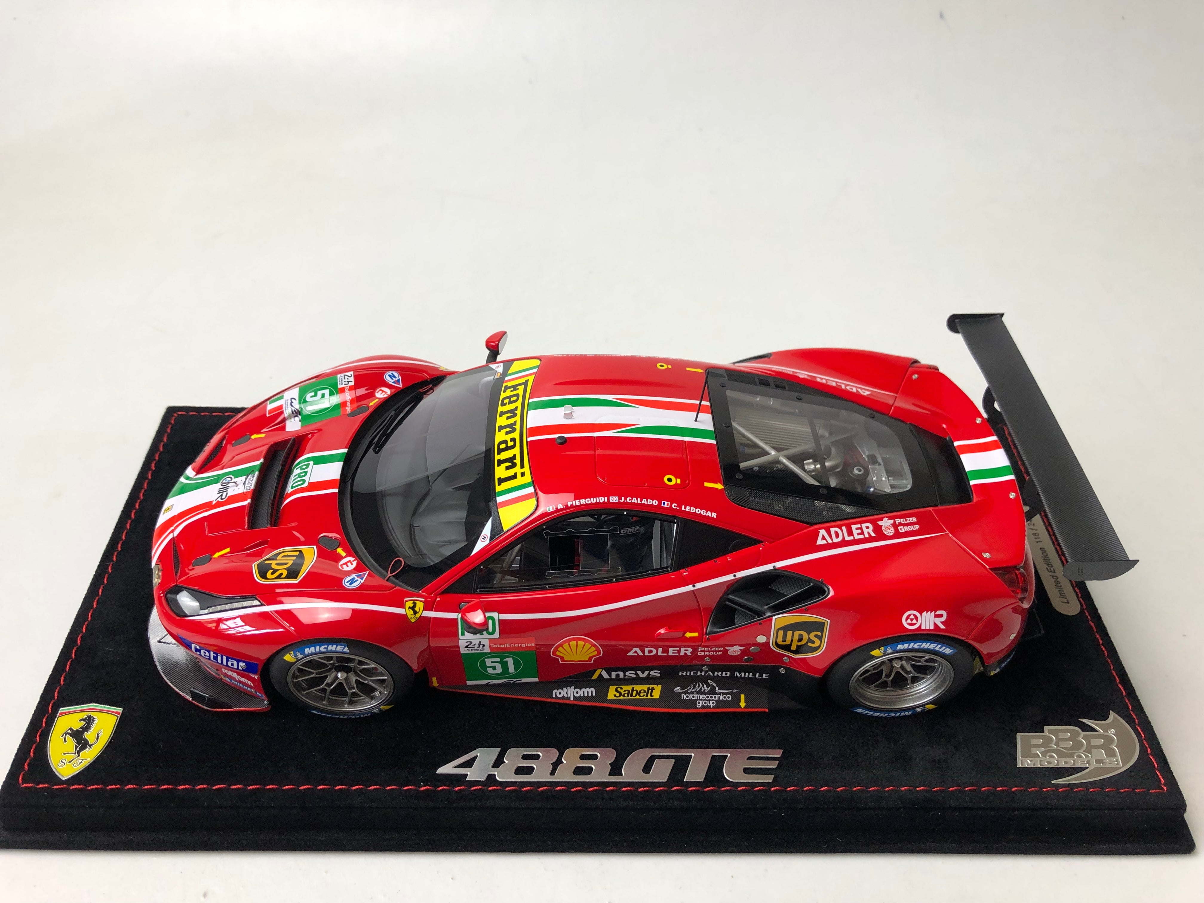 BBR 1:18 scale Ferrari 488 GTE Le Mans class winner #51