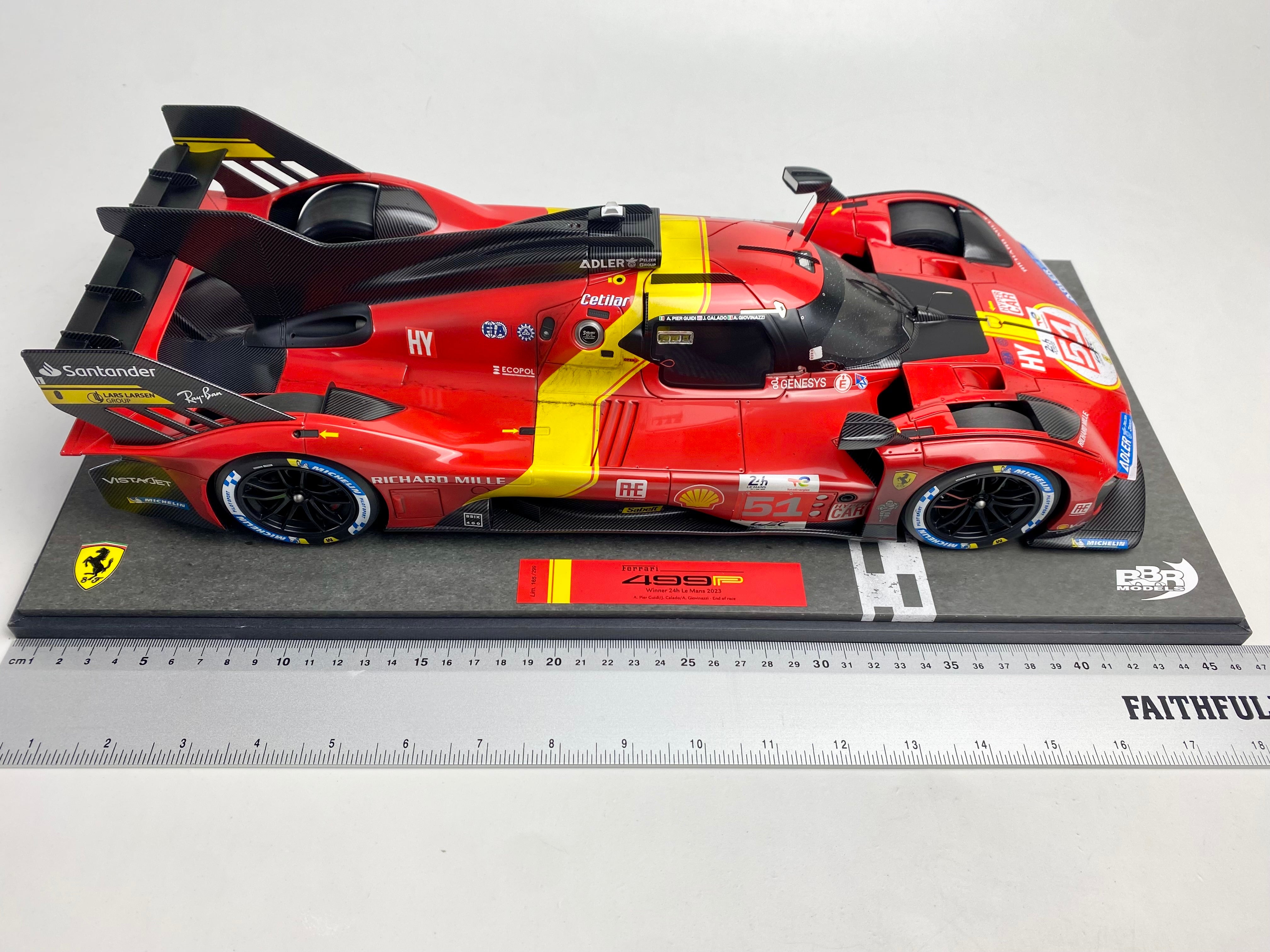 BBR 1:12 scale Ferrari 499P #51 2023 Le Mans winner Race finish