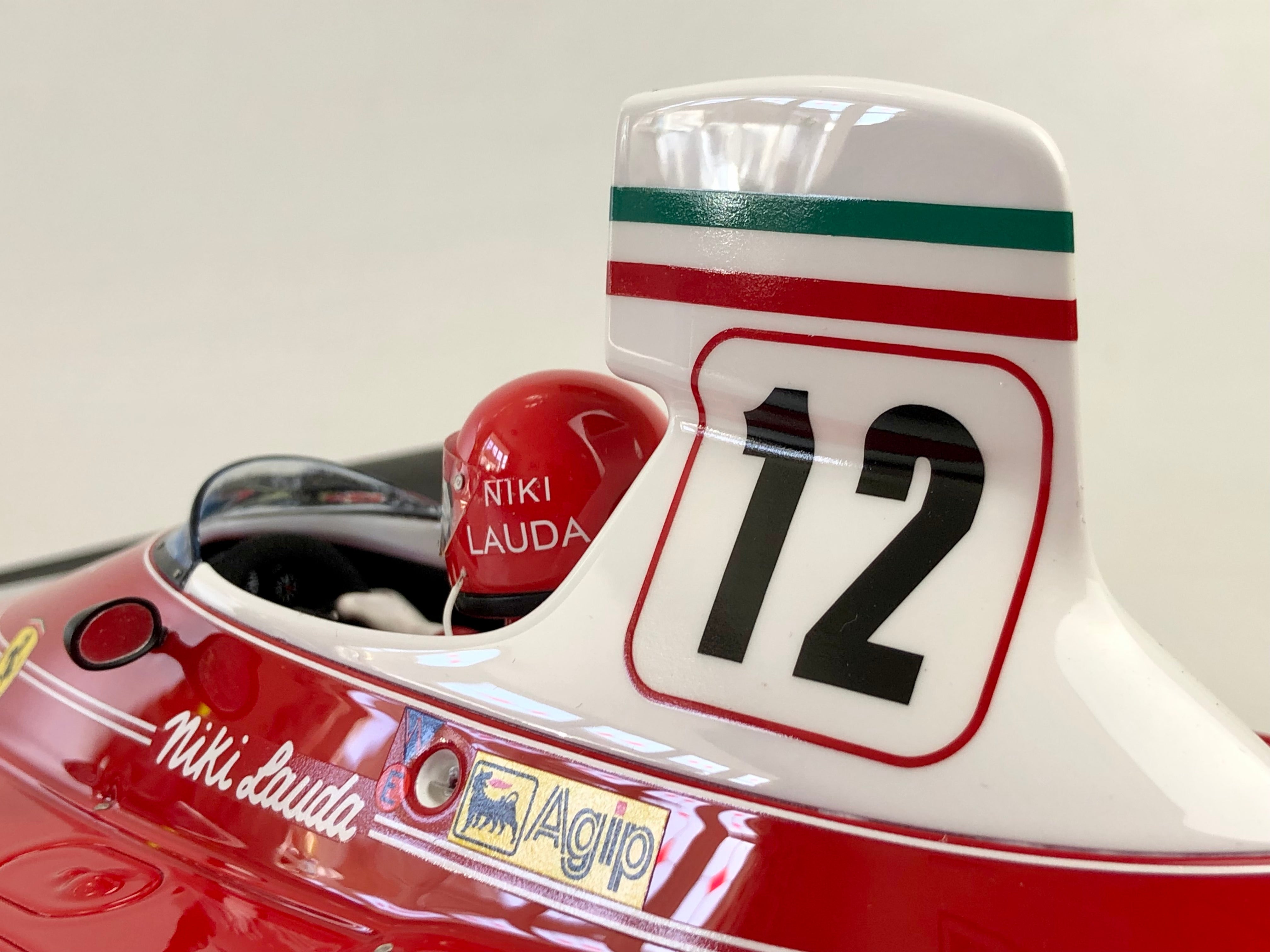 1:12 scale Ferrari 312 T Niki Lauda #12 with driver
