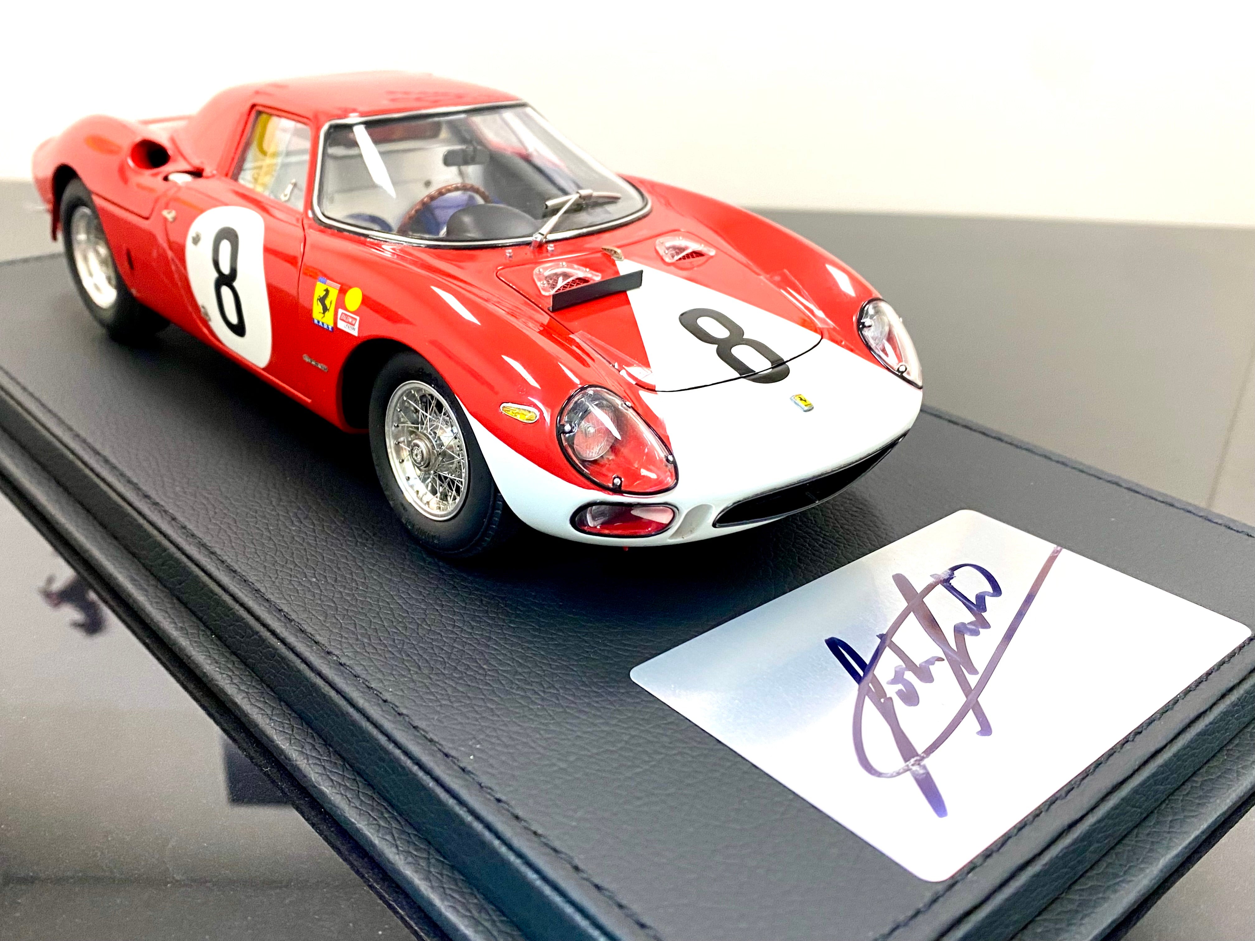 CMC 1:18 scale Ferrari 250 LM M262 #8 John Sutrees signed plaque and case