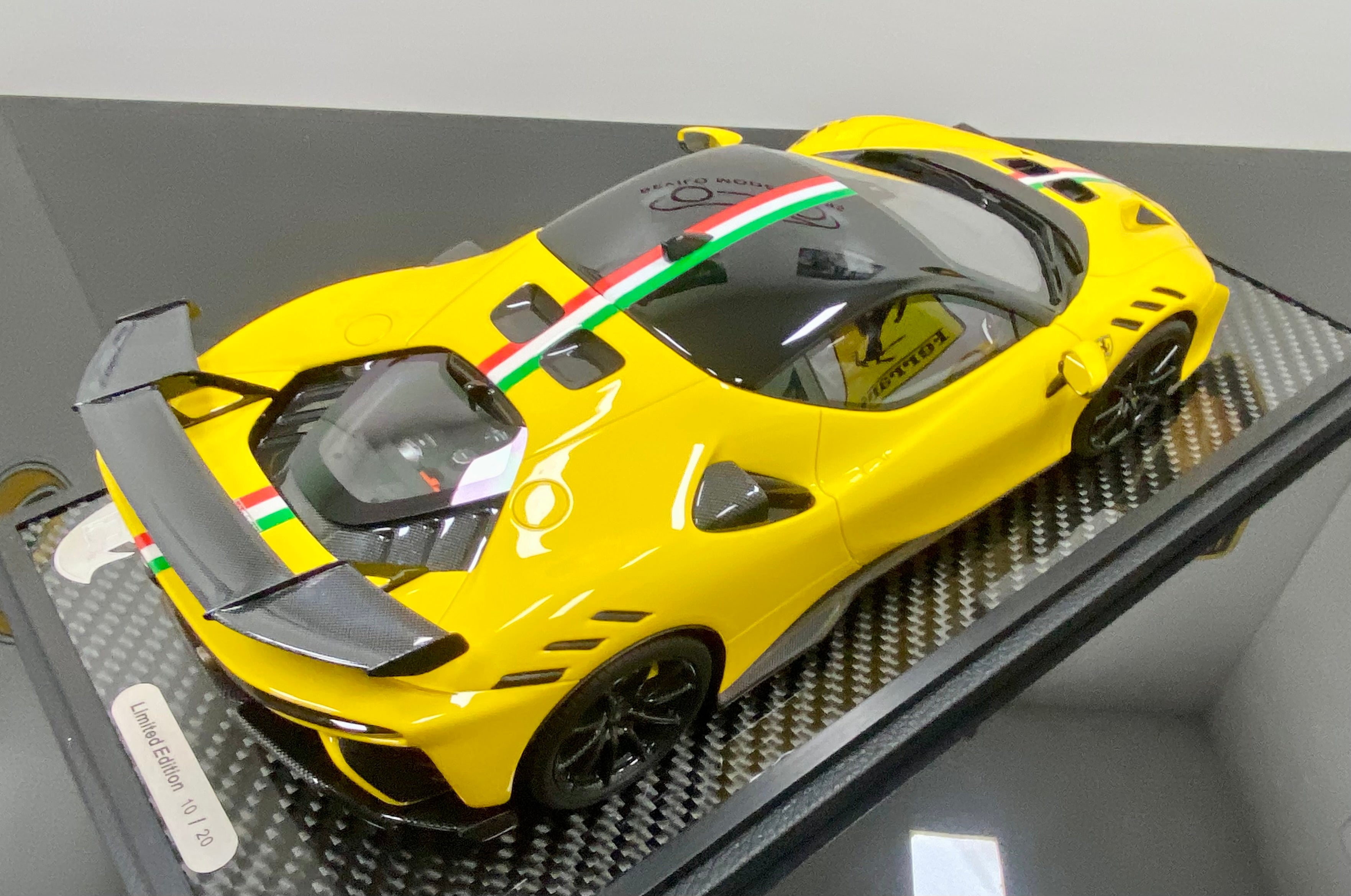 BBR Ferrari SF90 XX 1:18 scale Giallo Modena, Italian stripe