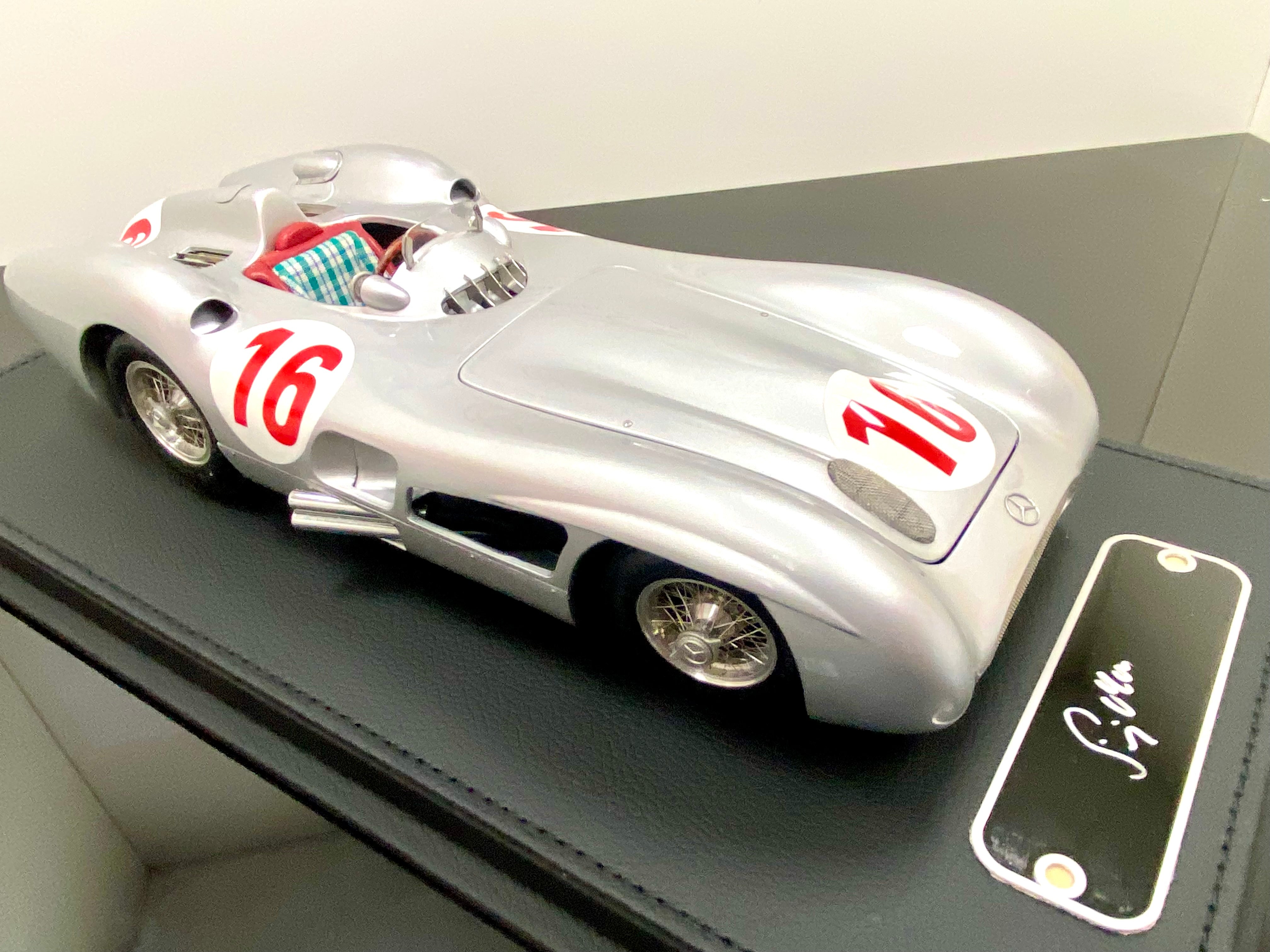 CMC M057 1:18 Mercedes W196 Streamliner #16 Stirling Moss signed plaque and case