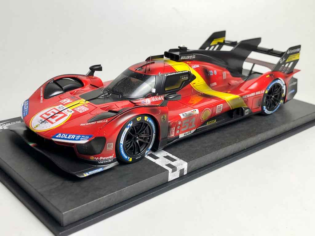RACE FINISH BBR 1:18 scale Ferrari 499P #51 2023 Le Mans winner IN