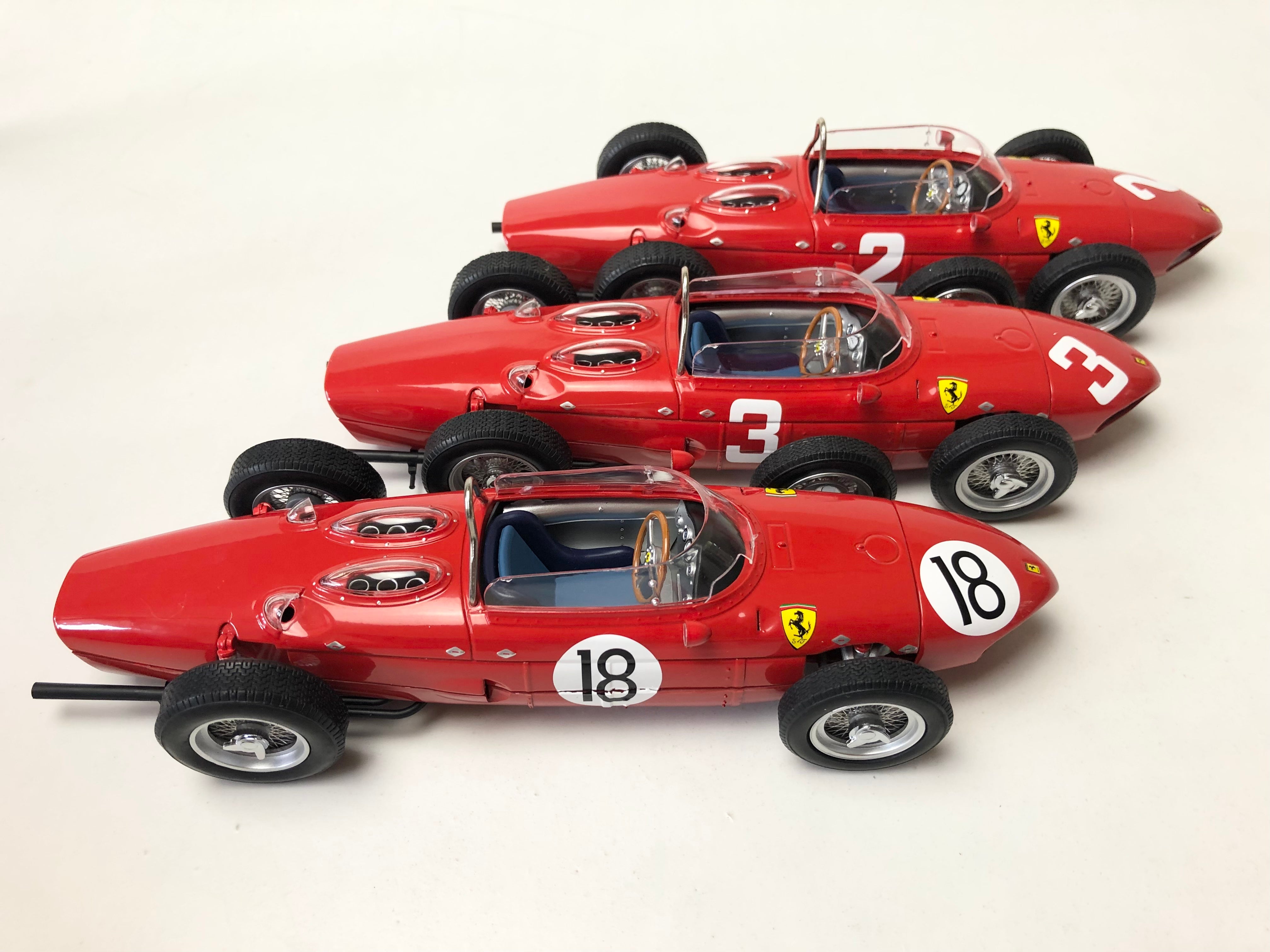 Trio of 1961 Ferrari 156 'Sharknose' 1:18 scale by CMR Models