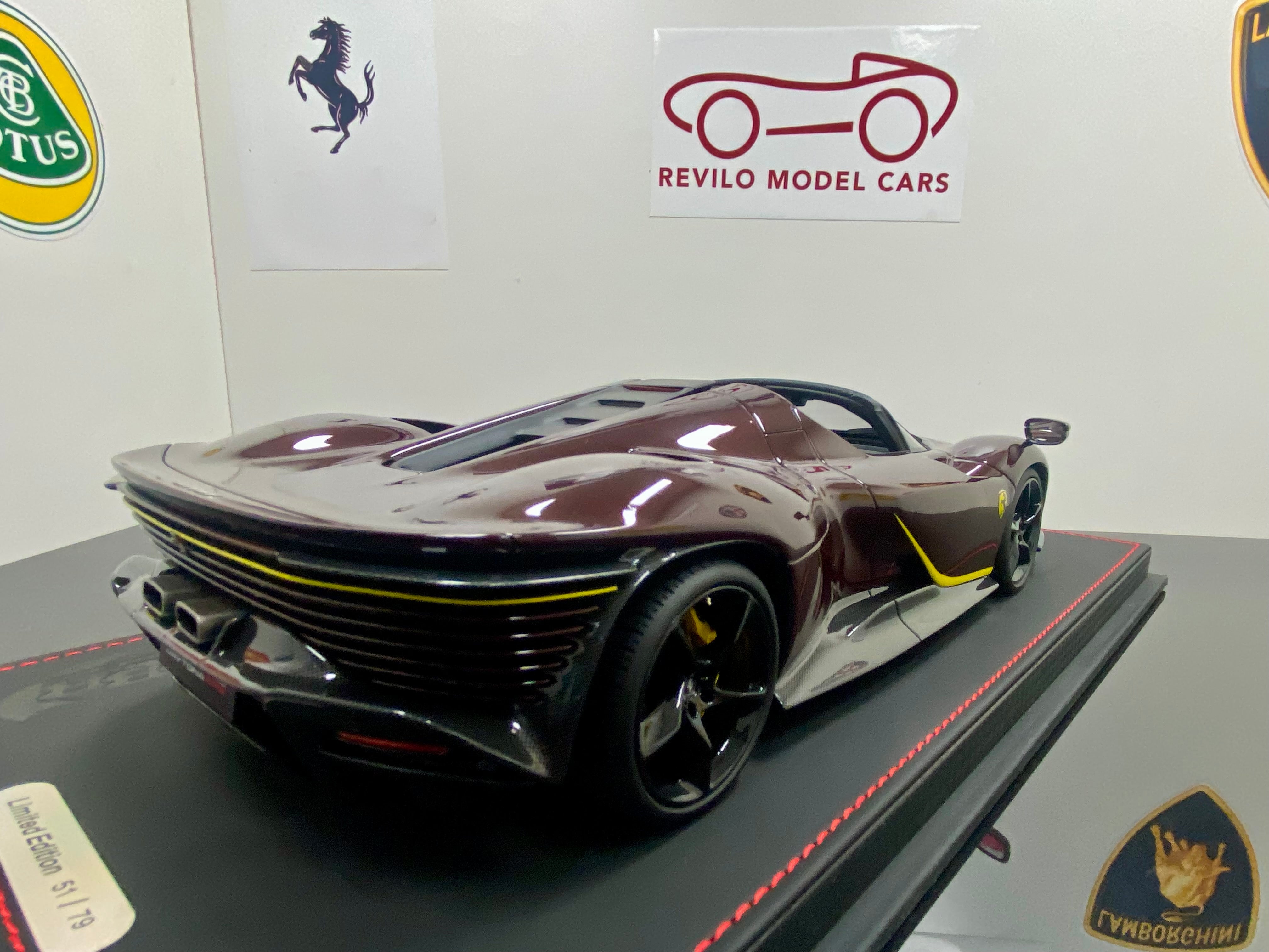 BBR 1:18 scale Ferrari Daytona SP3 Ruby Red Spider