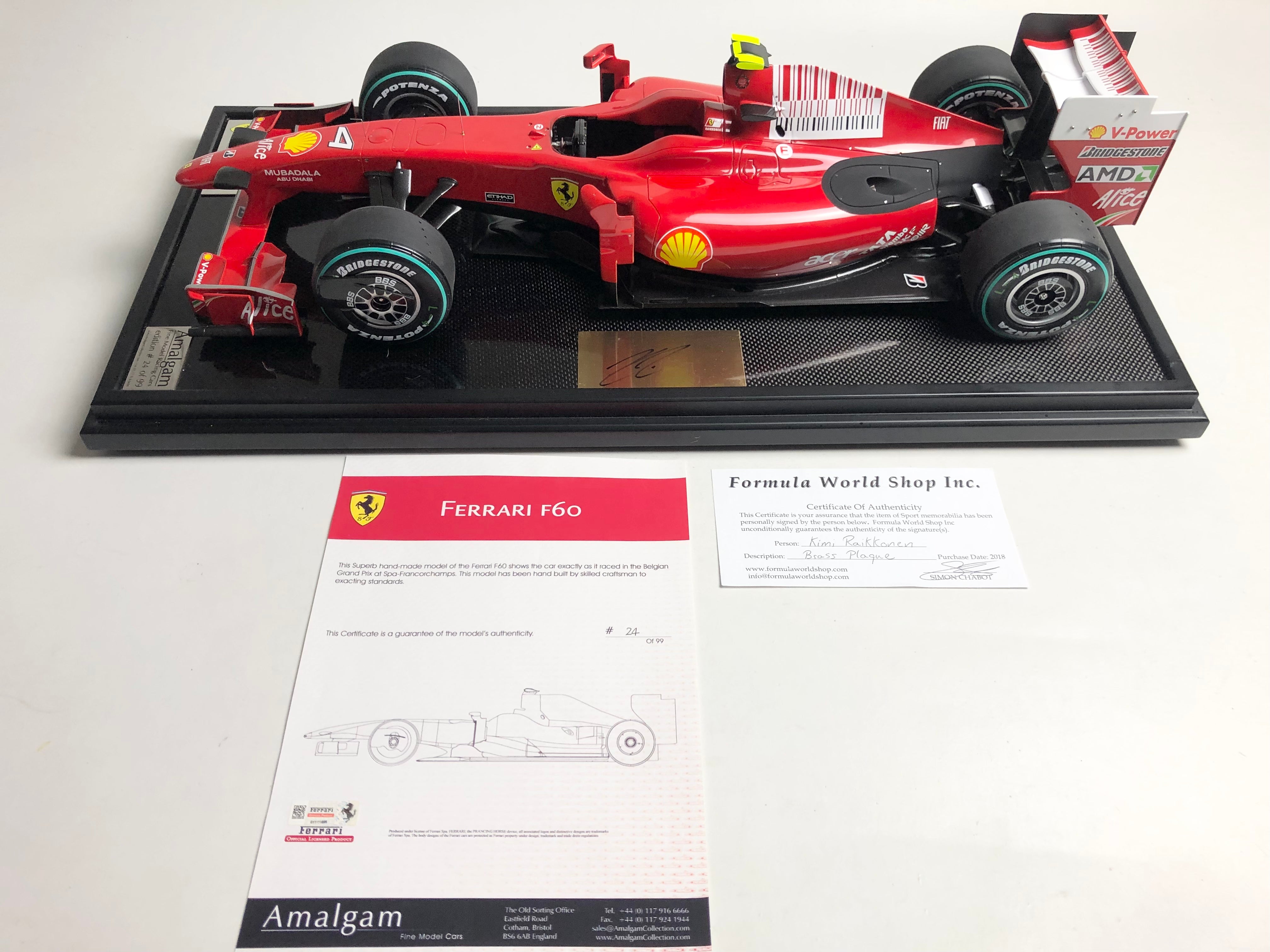 Amalgam 1:8 scale Ferrari F60 Kimi Raikkonen Winner Spa 2009