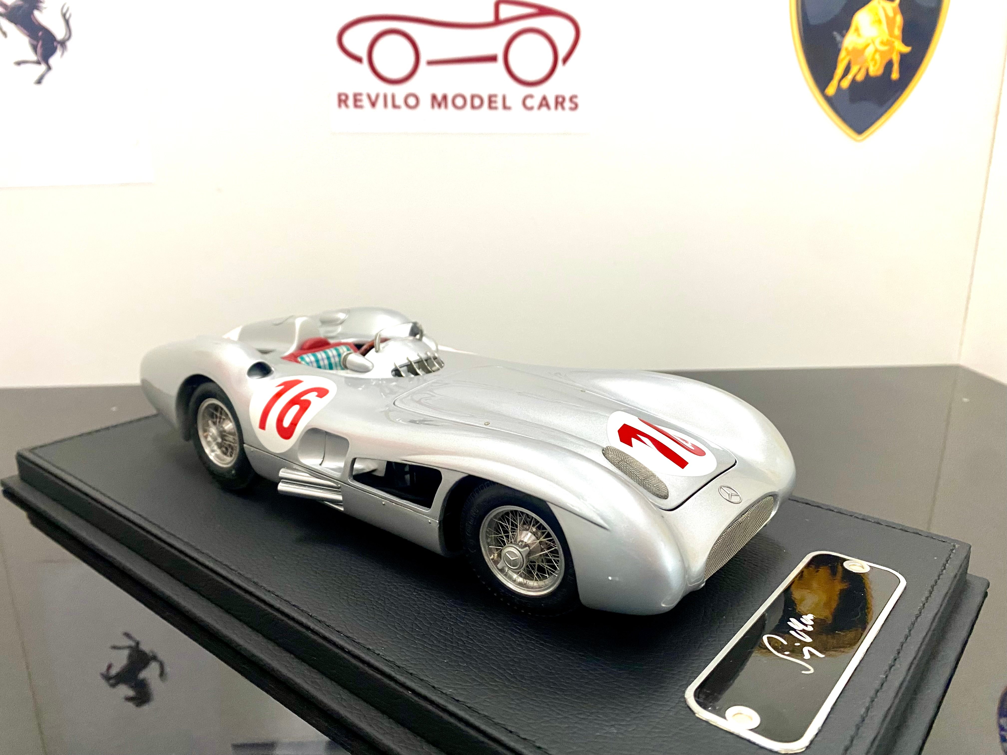 CMC M057 1:18 Mercedes W196 Streamliner #16 Stirling Moss signed plaque and case