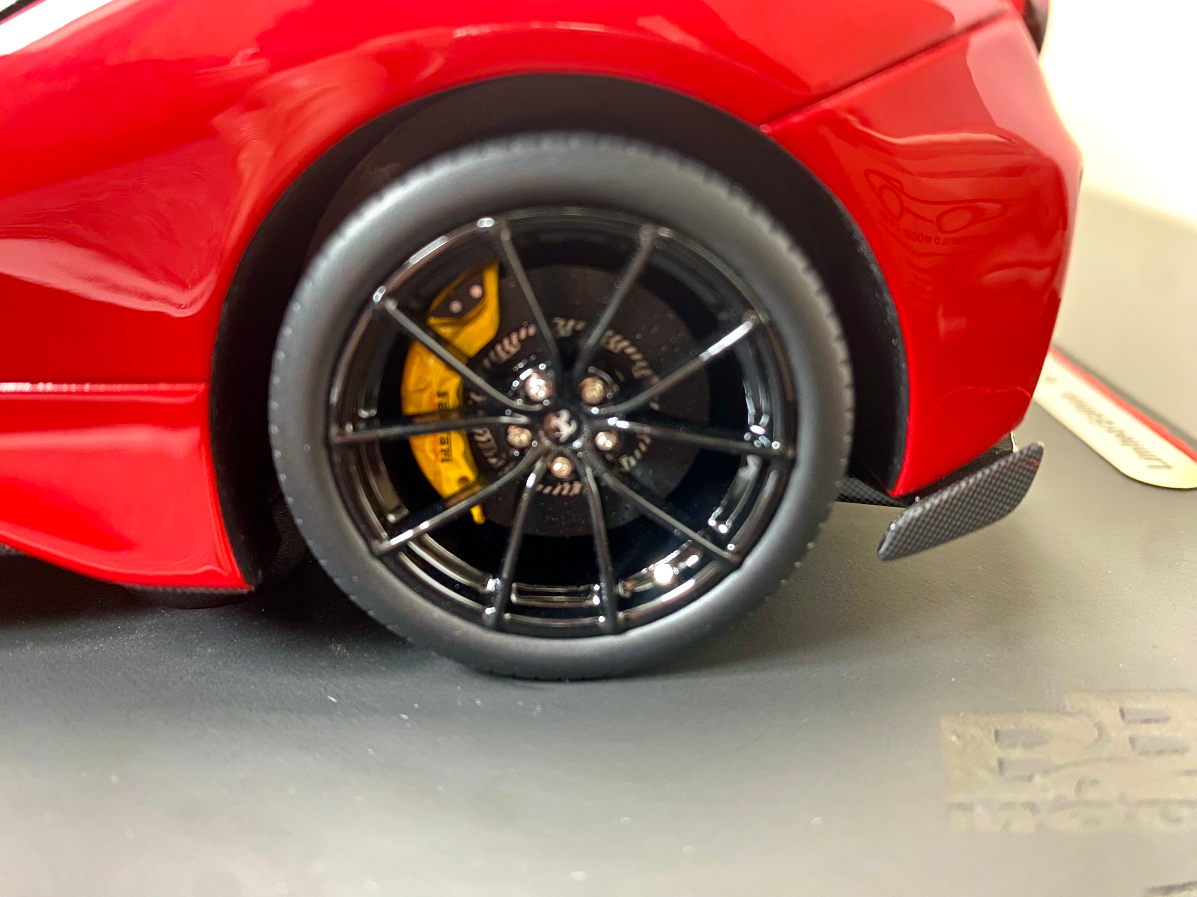 BBR Ferrari 488 Pista 1:18 scale Rosso Corsa Black/yellow stripe