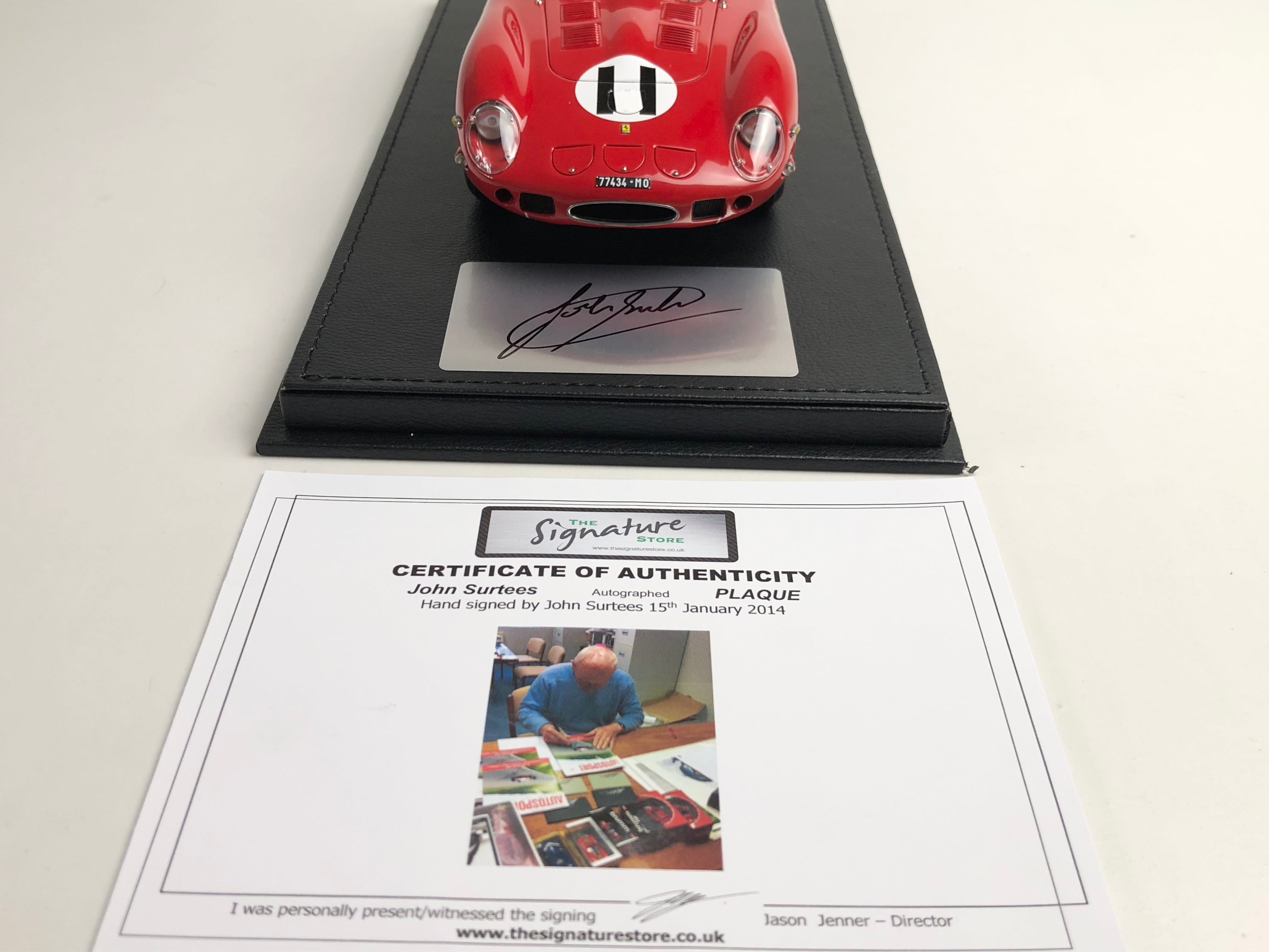 CMC 1:18 scale 1962 Ferrari 250 GTO M249 #11 John Surtees with signed plaque