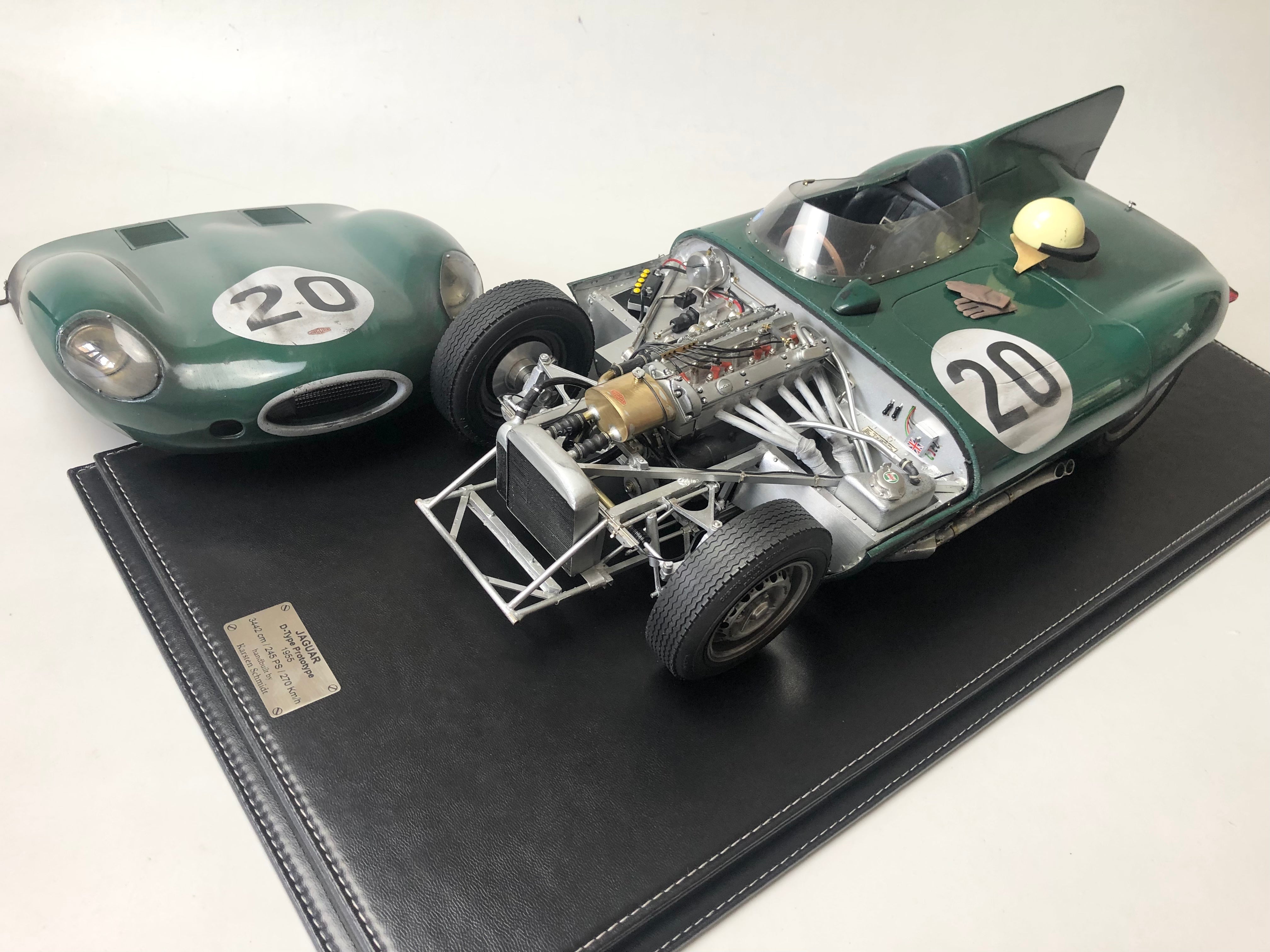 Único hecho a mano a escala 1:8 1955 Jaguar D Type #20