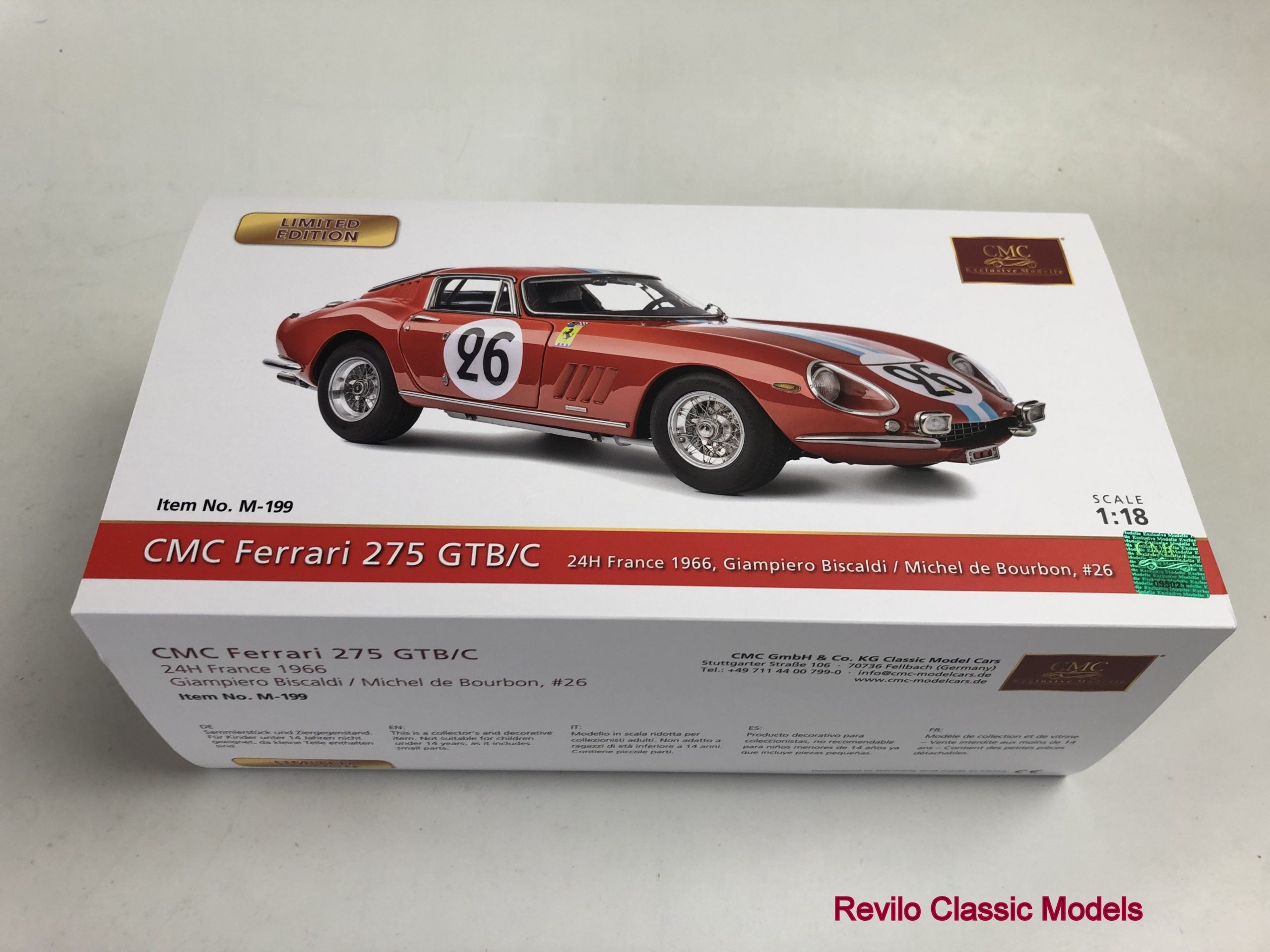 CMC M199 1:18 Ferrari 275 GTB/C #26 Le Mans 1966