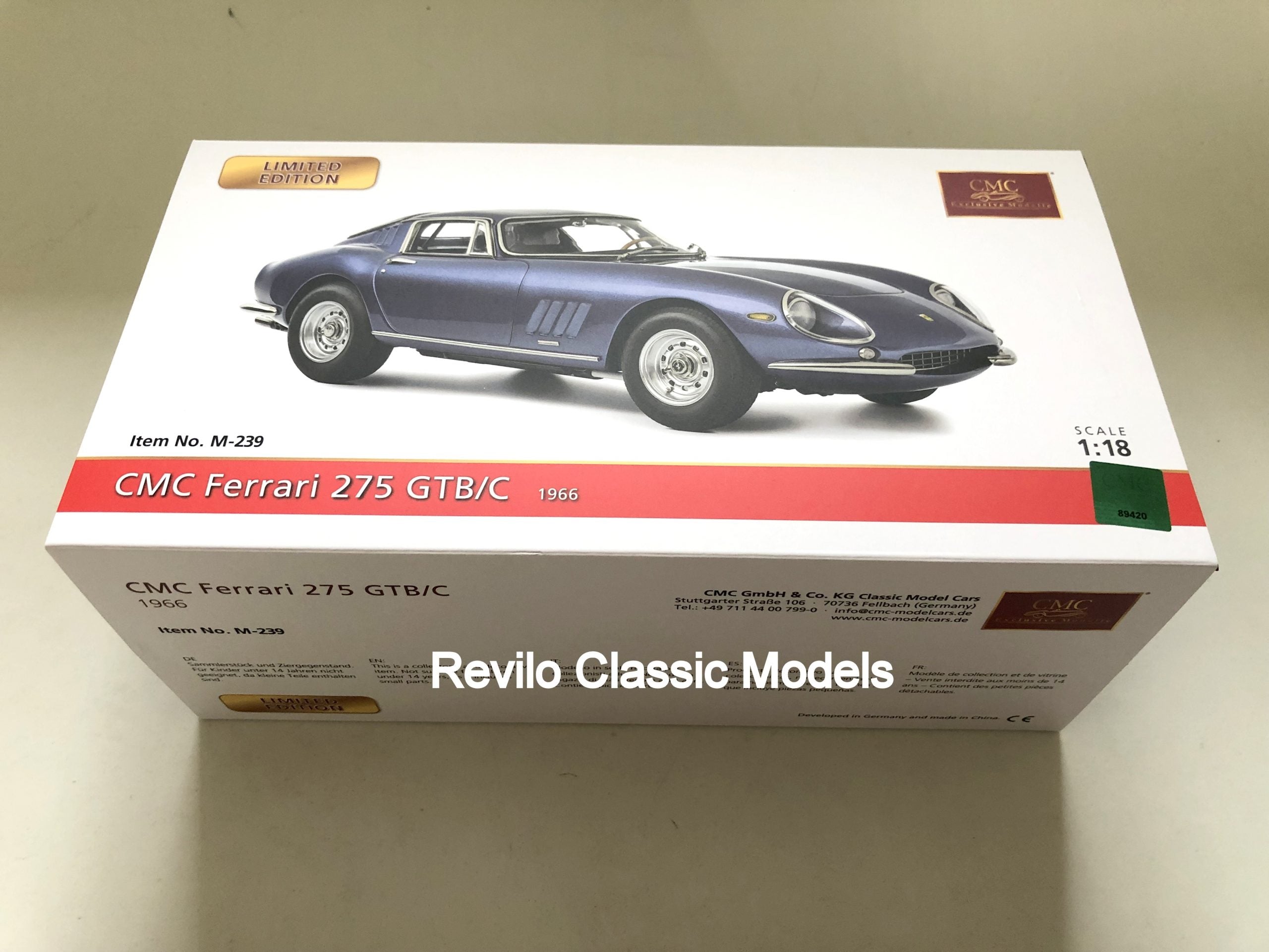 CMC M239 1:18 Ferrari 275 GTB/C California Blue Metalic Limited Edition